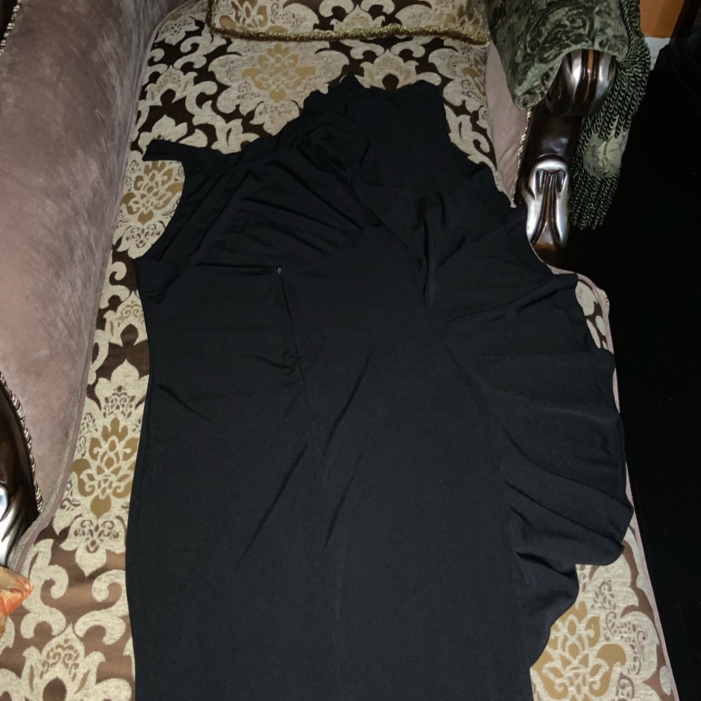 Long black dress with flared side